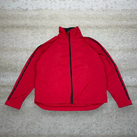 Vintage Y2K Nike Windbreaker Jacket Womens XL Crimson Red Black Polyester - Picture 1 of 4